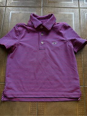 Vineyard Vines Pink and Navy Striped Polo